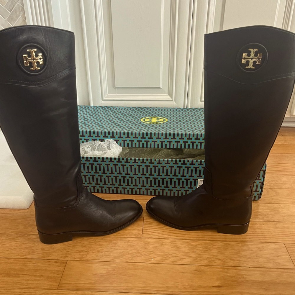Tory Burch Black Leather Riding Boots